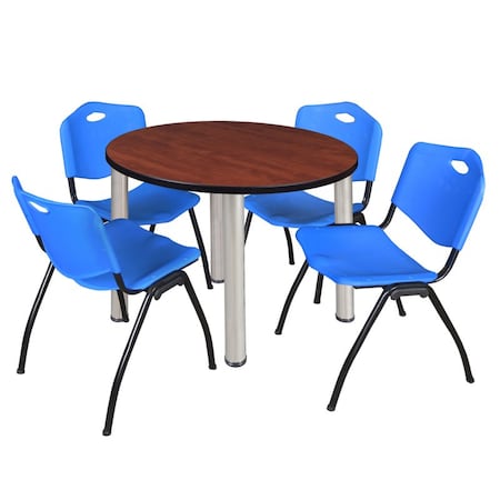 Kee Round Table & Chair Set, Wood, Metal, Plastic Top, Cherry MPN:TB36RNDCHBPCM47BE