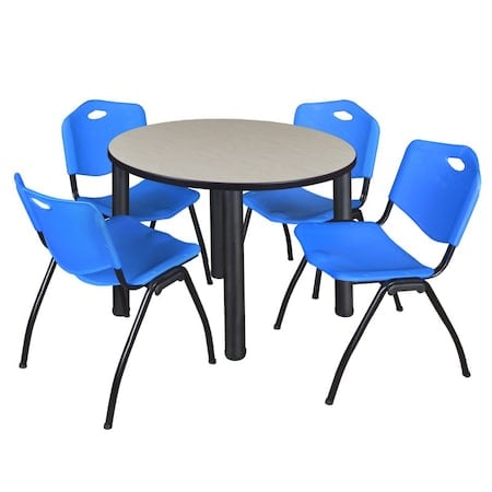 Kee Round Table & Chair Set, Wood, Metal, Plastic Top, Maple MPN:TB36RNDPLBPBK47BE