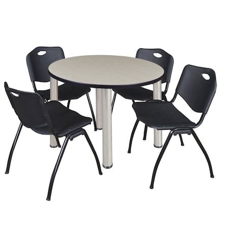 Kee Round Table & Chair Set, Wood, Metal, Plastic Top, Maple MPN:TB36RNDPLBPCM47BK