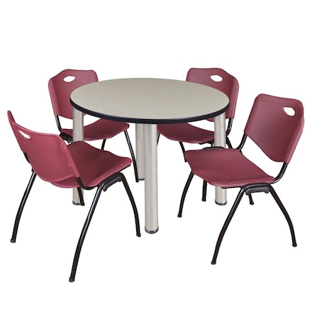Kee Round Table & Chair Set, Wood, Metal, Plastic Top, Maple MPN:TB36RNDPLBPCM47BY
