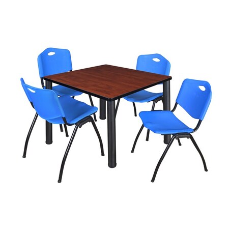 Kee Square Table & Chair Set, Wood, Metal, Plastic Top, Cherry MPN:TB4242CHBPBK47BE