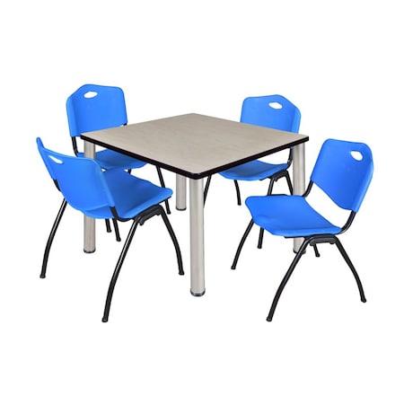 Kee Square Table & Chair Set, Wood, Metal, Plastic Top, Maple MPN:TB4242PLBPCM47BE