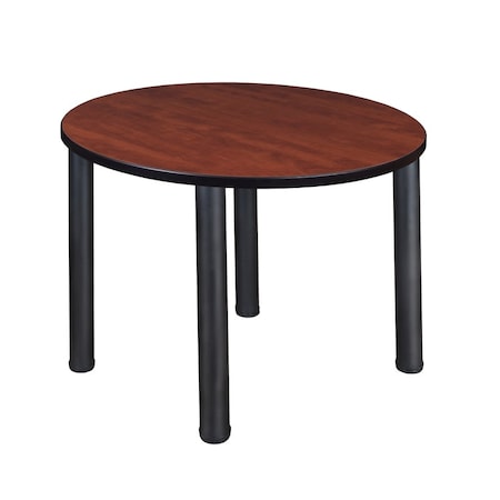 Round Tables > Breakroom Tables > Kee Square & Round Tables, Wood, Metal Top, Cherry MPN:TB42RNDCHBPBK