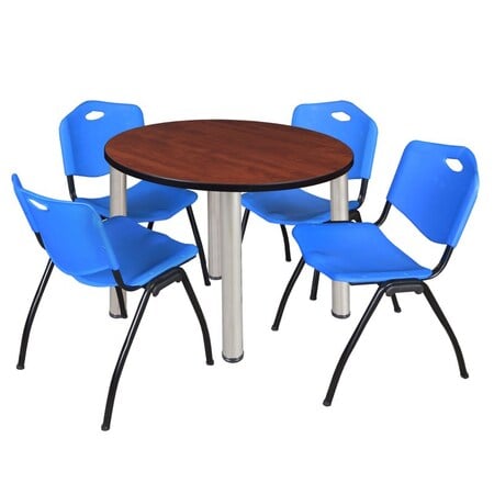 Kee Round Table & Chair Set, Wood, Metal, Plastic Top, Cherry MPN:TB42RNDCHBPCM47BE