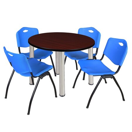 Kee Round Table & Chair Set, Wood, Metal, Plastic Top, Mahogany MPN:TB42RNDMHBPCM47BE