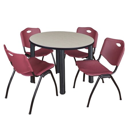Kee Round Table & Chair Set, Wood, Metal, Plastic Top, Maple MPN:TB42RNDPLBPBK47BY