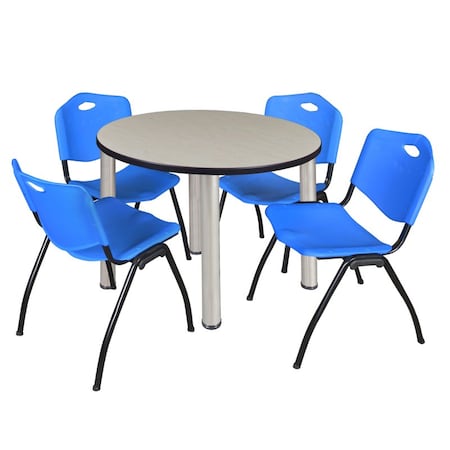 Kee Round Table & Chair Set, Wood, Metal, Plastic Top, Maple MPN:TB42RNDPLBPCM47BE