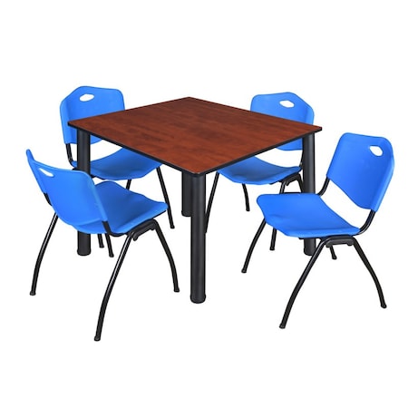 Kee Square Table & Chair Set, Wood, Metal, Plastic Top, Cherry MPN:TB4848CHBPBK47BE