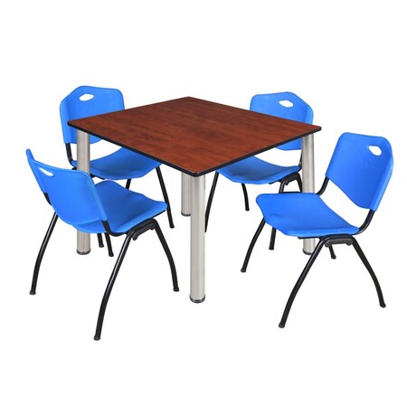 Kee Square Table & Chair Set, Wood, Metal, Plastic Top, Cherry MPN:TB4848CHBPCM47BE