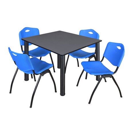 Kee Square Table & Chair Set, Wood, Metal, Plastic Top, Grey MPN:TB4848GYBPBK47BE