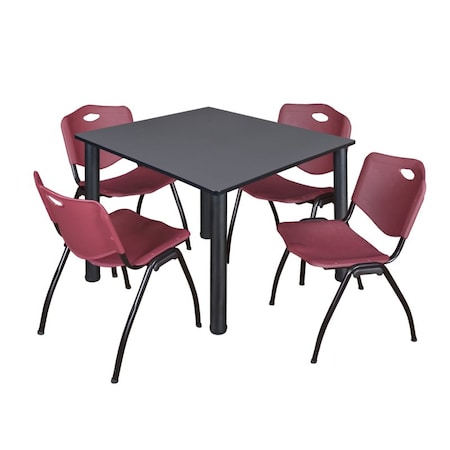 Kee Square Table & Chair Set, Wood, Metal, Plastic Top, Grey MPN:TB4848GYBPBK47BY