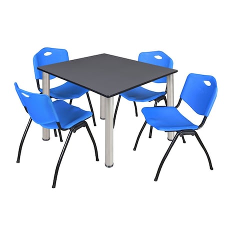 Kee Square Table & Chair Set, Wood, Metal, Plastic Top, Grey MPN:TB4848GYBPCM47BE