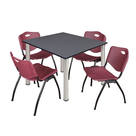 Kee Square Table & Chair Set, Wood, Metal, Plastic Top, Grey MPN:TB4848GYBPCM47BY