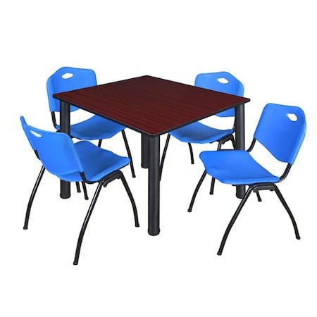 Kee Square Table & Chair Set, Wood, Metal, Plastic Top, Mahogany MPN:TB4848MHBPBK47BE
