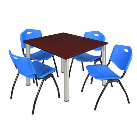 Kee Square Table & Chair Set, Wood, Metal, Plastic Top, Mahogany MPN:TB4848MHBPCM47BE
