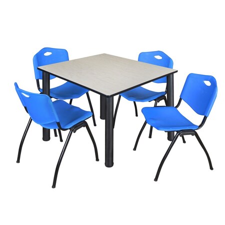 Kee Square Table & Chair Set, Wood, Metal, Plastic Top, Maple MPN:TB4848PLBPBK47BE
