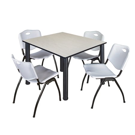 Kee Square Table & Chair Set, Wood, Metal, Plastic Top, Maple MPN:TB4848PLBPBK47GY