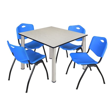 Kee Square Table & Chair Set, Wood, Metal, Plastic Top, Maple MPN:TB4848PLBPCM47BE