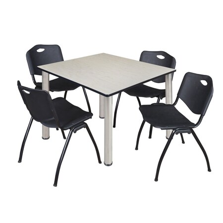 Kee Square Table & Chair Set, Wood, Metal, Plastic Top, Maple MPN:TB4848PLBPCM47BK