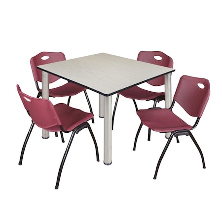 Kee Square Table & Chair Set, Wood, Metal, Plastic Top, Maple MPN:TB4848PLBPCM47BY