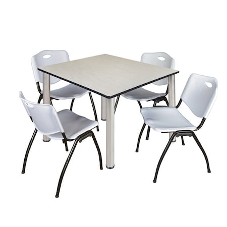 Kee Square Table & Chair Set, Wood, Metal, Plastic Top, Maple MPN:TB4848PLBPCM47GY