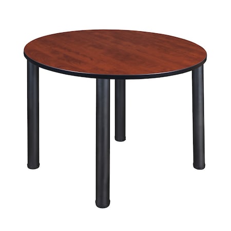 Tables > Breakroom Tables > Kee Square & Round Tables, 48 W, 48 L, 29 H, Wood, Metal Top, Cherry MPN:TB48RNDCHBPBK