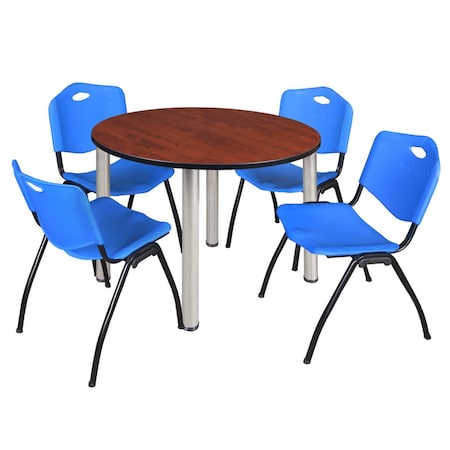 Kee Round Table & Chair Set, Wood, Metal, Plastic Top, Cherry MPN:TB48RNDCHBPCM47BE