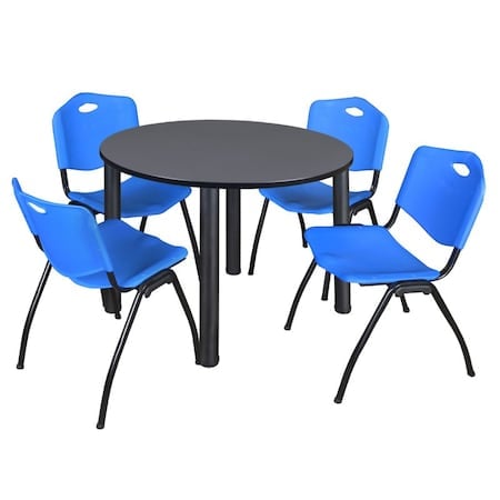 Kee Round Table & Chair Set, Wood, Metal, Plastic Top, Grey MPN:TB48RNDGYBPBK47BE