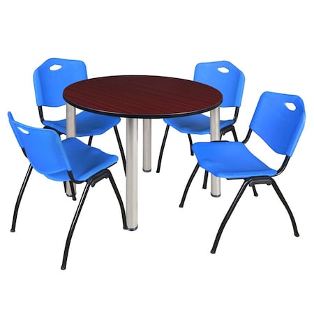 Kee Round Table & Chair Set, Wood, Metal, Plastic Top, Mahogany MPN:TB48RNDMHBPCM47BE