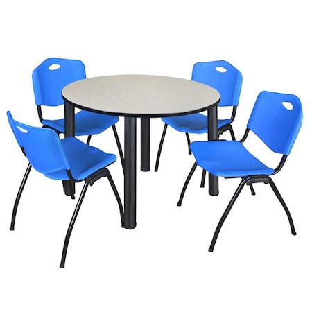 Kee Round Table & Chair Set, Wood, Metal, Plastic Top, Maple MPN:TB48RNDPLBPBK47BE