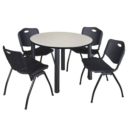 Kee Round Table & Chair Set, Wood, Metal, Plastic Top, Maple MPN:TB48RNDPLBPBK47BK