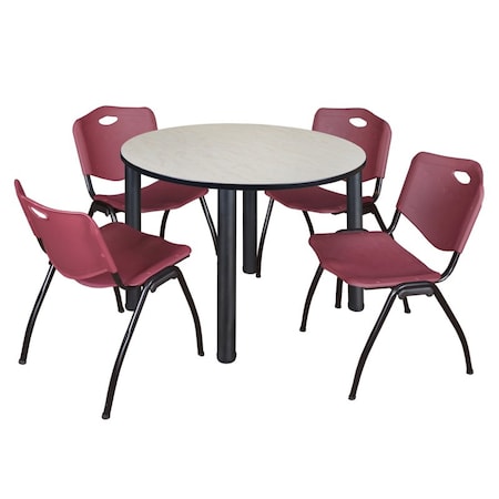 Kee Round Table & Chair Set, Wood, Metal, Plastic Top, Maple MPN:TB48RNDPLBPBK47BY