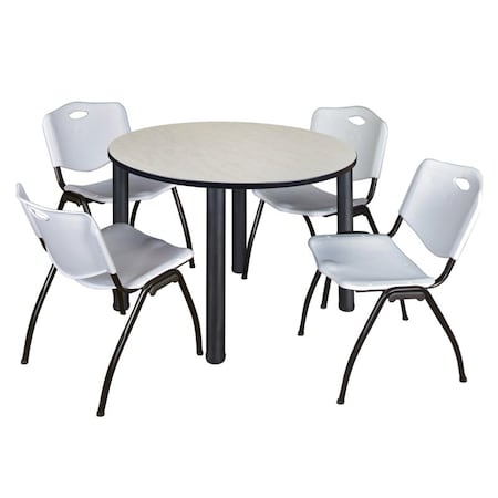 Kee Round Table & Chair Set, Wood, Metal, Plastic Top, Maple MPN:TB48RNDPLBPBK47GY