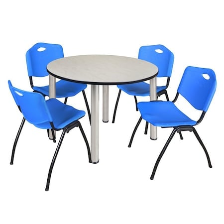 Kee Round Table & Chair Set, Wood, Metal, Plastic Top, Maple MPN:TB48RNDPLBPCM47BE