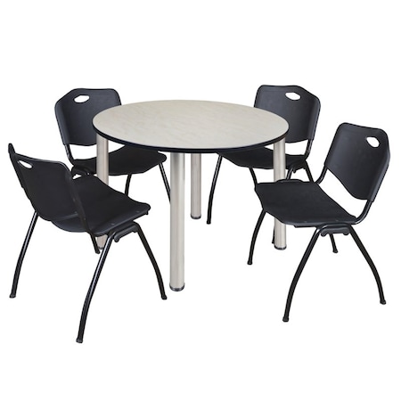 Kee Round Table & Chair Set, Wood, Metal, Plastic Top, Maple MPN:TB48RNDPLBPCM47BK
