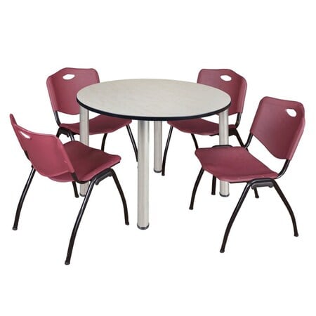 Kee Round Table & Chair Set, Wood, Metal, Plastic Top, Maple MPN:TB48RNDPLBPCM47BY