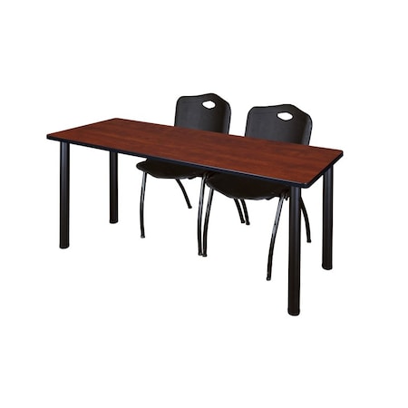 Rectangle Tables > Training Tables > Kee Table & Chair Sets, 60 W, 24 L, 29 H, Cherry MPN:MT6024CHBPBK47BK