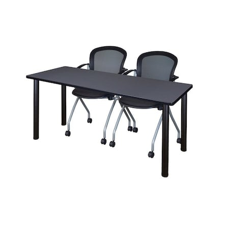 Rectangle Tables > Training Tables > Kee Table & Chair Sets, 60 W, 24 L, 29 H, Grey MPN:MT6024GYBPBK23BK