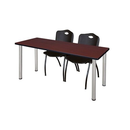 Rectangle Tables > Training Tables > Kee Table & Chair Sets, 60 W, 24 L, 29 H, Mahogany MPN:MT6024MHBPCM47BK