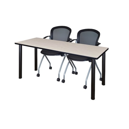 Rectangle Tables > Training Tables > Kee Table & Chair Sets, 60 W, 24 L, 29 H, Maple MPN:MT6024PLBPBK23BK