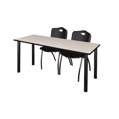 Rectangle Tables > Training Tables > Kee Table & Chair Sets, 60 W, 24 L, 29 H, Maple MPN:MT6024PLBPBK47BK