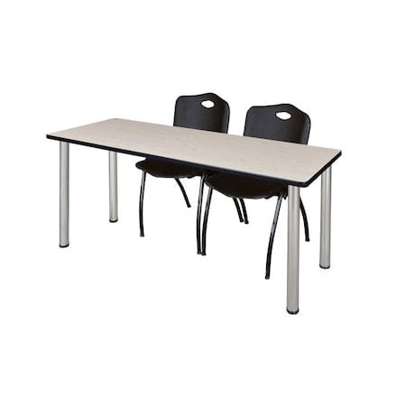 Rectangle Tables > Training Tables > Kee Table & Chair Sets, 60 W, 24 L, 29 H, Maple MPN:MT6024PLBPCM47BK