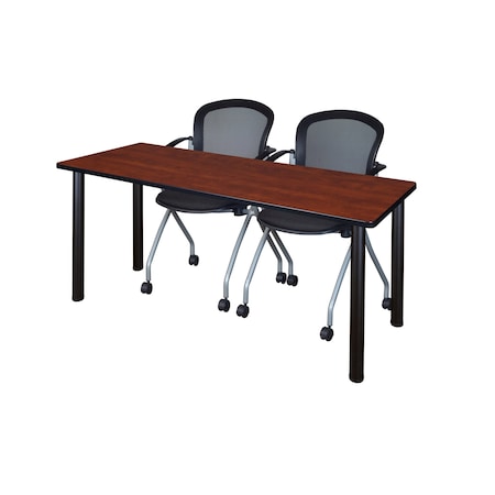 Rectangle Tables > Training Tables > Kee Table & Chair Sets, 66 W, 24 L, 29 H, Cherry MPN:MT6624CHBPBK23BK