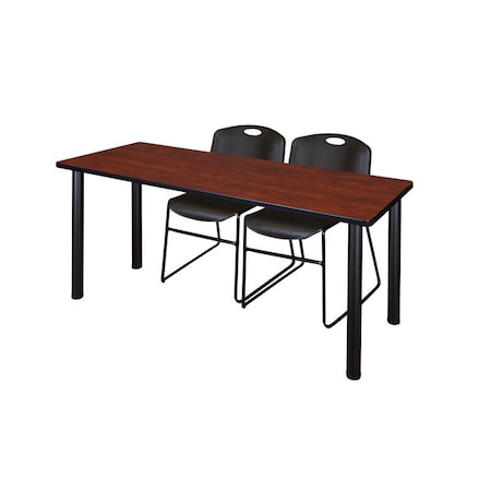 Rectangle Tables > Training Tables > Kee Table & Chair Sets, 66 W, 24 L, 29 H, Cherry MPN:MT6624CHBPBK44BK