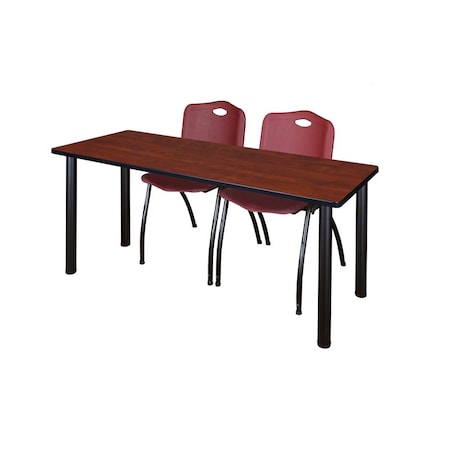 Rectangle Tables > Training Tables > Kee Table & Chair Sets, 66 W, 24 L, 29 H, Cherry MPN:MT6624CHBPBK47BY