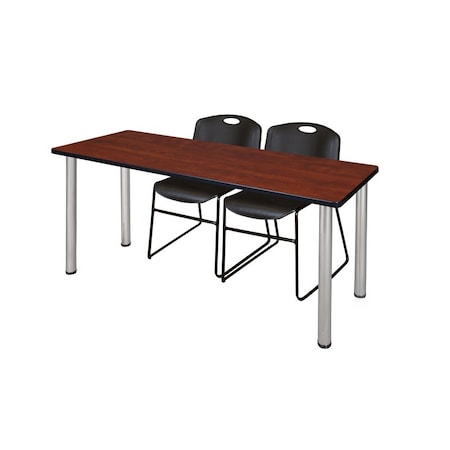Rectangle Tables > Training Tables > Kee Table & Chair Sets, 66 W, 24 L, 29 H, Cherry MPN:MT6624CHBPCM44BK
