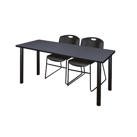 Rectangle Tables > Training Tables > Kee Table & Chair Sets, 66 W, 24 L, 29 H, Grey MPN:MT6624GYBPBK44BK