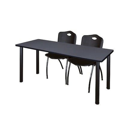Rectangle Tables > Training Tables > Kee Table & Chair Sets, 66 W, 24 L, 29 H, Grey MPN:MT6624GYBPBK47BK