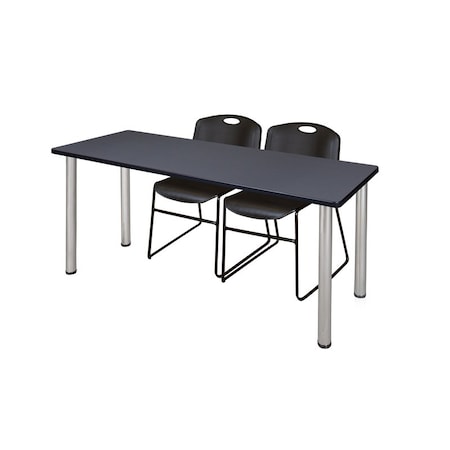 Rectangle Tables > Training Tables > Kee Table & Chair Sets, 66 W, 24 L, 29 H, Grey MPN:MT6624GYBPCM44BK
