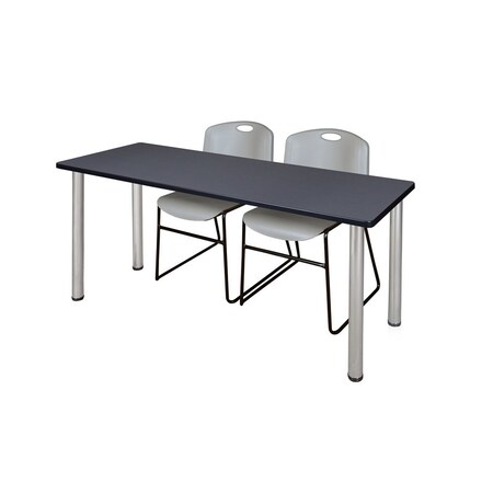 Rectangle Tables > Training Tables > Kee Table & Chair Sets, 66 W, 24 L, 29 H, Grey MPN:MT6624GYBPCM44GY